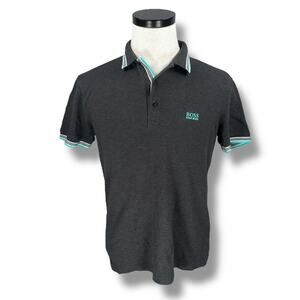 Hugo Boss Paddy Polo Shirt Men Medium Charcoal Dark Gray Performance Regular Fit